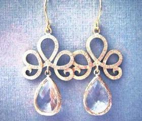 Tiara Clear Glass Chandelier Earrings