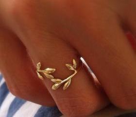 Gold Branch Ring, Adjustable